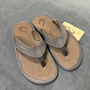 OLUKAI Ohana Men's Flip Flop Sandals Slip On Brown Synthetic Thong Size 9 Beach